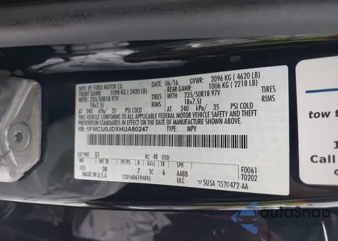 2017 Ford Escape Titanium from USA, damaged, VIN 1FMCU0JDXHUA80247
